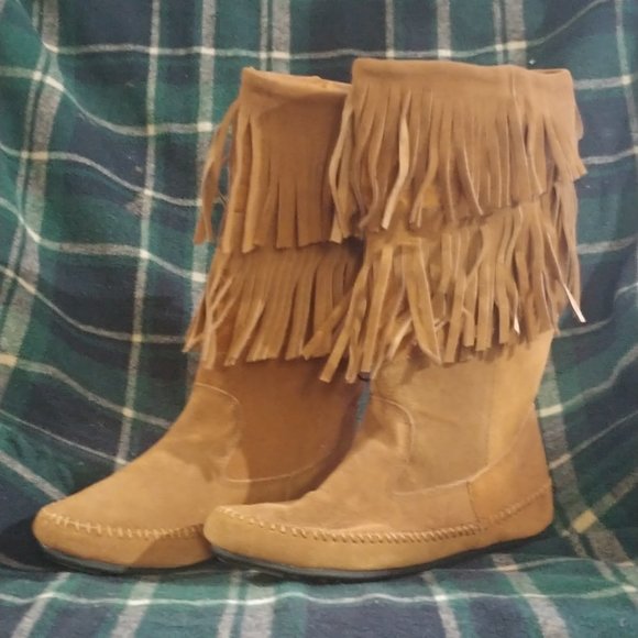 Brown Fringed Festival Boots - NWT - Size 7 - Picture 1 of 7